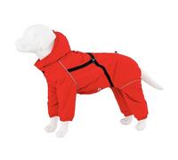 HUGO & HUDSON Outdoor Winter Dog Snowsuit Jacket Windproof Hooded Coat Buckles Harness, Red M40