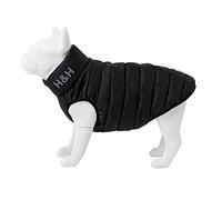 HUGO & HUDSON Reversible Dog Puffer Jacket, Windproof Water Resistant Coat, Black & Grey, L55