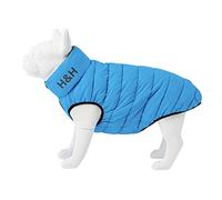 HUGO & HUDSON Reversible Dog Puffer Jacket, Windproof Water Resistant Coat, Light Blue & Grey, S35