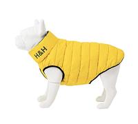 HUGO & HUDSON Reversible Dog Puffer Jacket, Windproof Water Resistant Coat, Yellow & Grey, XS30