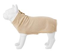 HUGO & HUDSON Turtleneck Dog Jumper, Winter Warm Fitted Knitted Pullover Pet Sweater, Beige, XS