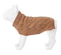 HUGO & HUDSON Turtleneck Dog Jumper, Winter Warm Fitted Knitted Pullover Pet Sweater, Camel, XL