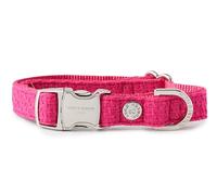 HUGO & HUDSON Tweed Dog Collar, Luxury Adjustable Quick Release Safety Metal Buckle, Pink, L