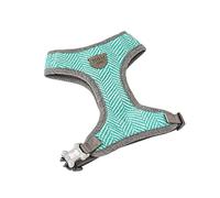 HUGO & HUDSON Tweed Dog Harness No Pull Adjustable Rear Buckle Vest, Aqua Herringbone, S