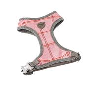 HUGO & HUDSON Tweed Dog Harness No Pull Adjustable Rear Buckle Vest, Pink Checked, L