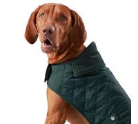 HUGO & HUDSON x HACKETT Quilted Dog Jacket Warm Winter Coat with Corduroy Collar, Forest Green M40