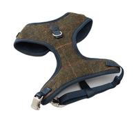 HUGO & HUDSON x HACKETT Tweed Dog Harness Adjustable No Pull Vest, Dark Green Checked Herringbone S