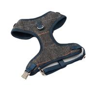 HUGO & HUDSON x HACKETT Tweed Dog Harness Adjustable No Pull Vest, Grey Checked Herringbone L