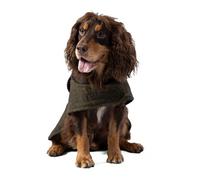 HUGO & HUDSON x HACKETT Tweed Dog Jacket Coat Corduroy Collar, Dark Green Checked Herringbone XS25