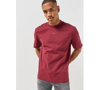 HUGO Mens Dapolino Relaxed Fit Centre Logo T-Shirt, Dark Red, Size Xl, Men Dark Red