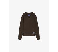 Hugo Hugo Oversized Waffle-Knit Polo Jumper Dark Brown L
