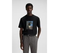 HUGO x apoh Dabolos Mens Cotton-Jersey T-Shirt with Ballerina Artwork - Black