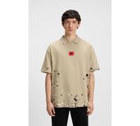 HUGO HUGO x RB by Slawn printed cotton oversized-fit polo sweater - Style Dlawno_Slawn_IN, 50560944 Beige L
