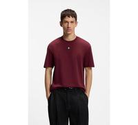 HUGO Interlock-cotton T-shirt with metallic stacked-logo badge - Style Dalile, 50505201 Dark Red XXL