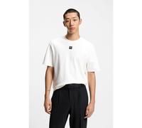 HUGO Interlock-cotton T-shirt with metallic stacked-logo badge - Style Dalile, 50505201 White M