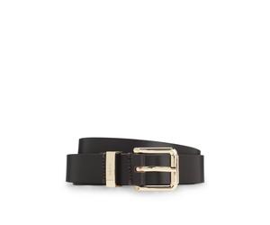 HUGO Italian-leather belt with gold-tone buckle - Style Palm-MLoop_Sz25, 50558803 Dark Brown 36