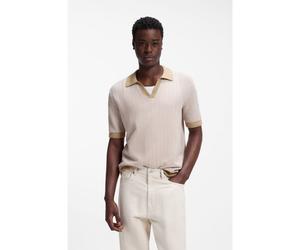 HUGO Johhny-collar sweater in cotton and linen - Style Seeroy, 50557361 Light Beige S