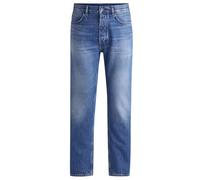 Hugo Jonah Men's Regular Fit Jeans in Dark Blue Stone-Washed Denim, Medium Blue, 33 W/32 L
