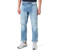 Hugo Jonah Men's Regular Fit Jeans in Medium Blue Stone-Washed Cotton Denim, Medium Blue, 32 W/32 L
