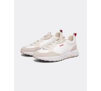 Hugo Kane Runn Mens Mixed-Material Trainers with Suede and Coated Canvas - White - Size UK 11