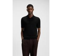 HUGO Knit polo with covered placket - Style San Peter-CV, 50536672 Black L