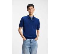 HUGO Knit polo with covered placket - Style San Peter-CV, 50536672 Blue