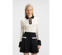 HUGO Knit polo with stacked-logo placket closures - Style Sharro, 50542608 White / Black S