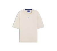 HUGO Knit Sweater with Short Sleeves and Blue Logo Badge