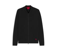 HUGO Knitted-cotton Bomber Cardigan With Red Logo Label