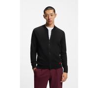 HUGO Knitted-cotton bomber-style cardigan with red logo label - Style San Jaque-C, 50474809 Black XXL