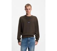 HUGO Knitted-cotton sweater with blue logo badge - Style San Casey-C1, 50553601 Dark Brown M