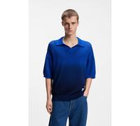 HUGO Knitted-cotton sweater with dip-dye effect - Style Skanjou, 50557339 Blue S