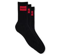 3 Pack Label Quarter Socks Black/Red One Size