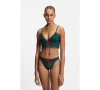 HUGO Lace-trim bra with red logo label - Style TRIANGLE RL LACE, 50535060 Dark Green L