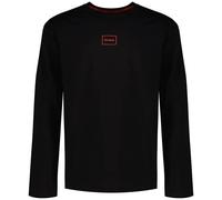 HUGO Mens Laze Longsleeve Loungewear top in Stretch Cotton with Logo Black