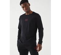 HUGO Laze Relaxed Fit Longsleeve Loungewear Top - Black, Black, Size S, Men Black