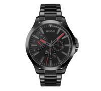 HUGO Analogue Multifunction Quartz Watch for Men #LEAP Collection with Black Stainless Steel Bracelet - 1530175
