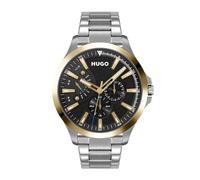 HUGO Analogue Multifunction Quartz Watch for Men #LEAP Collection with Silver Stainless Steel Bracelet - 1530174