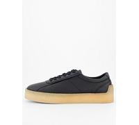 HUGO Leather Crepe Sole Trainers, Black, Size 43, Men Black