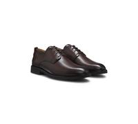 HUGO Leather Derby shoes with embossed logo - Style Ginsby_derb_pllt, 50567759 Dark Brown 8.5
