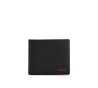 HUGO Leather folding wallet with red logo - Style Tibby_2.0_4cc coin, 50570440 Black pcs.
