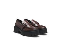 HUGO Leather loafers with buckled strap - Style Kris_NewLoafer_BROM, 50548196 Dark Brown 3