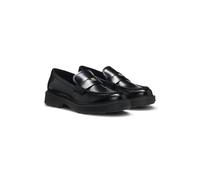 HUGO Leather loafers with penny trim and stacked logo - Style Angey_Mocc_aclt, 50573780 Black 6