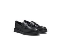 HUGO Leather loafers with perforated logos - Style Lenner_loaf_pfmn, 50563309 Black 6
