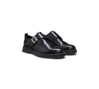 HUGO Leather monk shoes with logo buckle - Style Lenner_monk_bobk, 50557710 Black 10