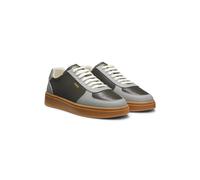 HUGO Leather trainers with gold-tone logo - Style Neston_tenn_allt, 50568987 Dark Grey 11