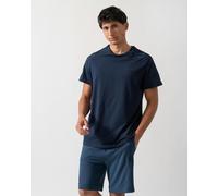 HUGO LIAM Mens Crew Neck T-Shirt with Logo Tape - Dark Blue 405 - M