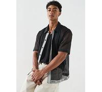 HUGO Lite Beach Mesh Short Sleeve Shirt, Black, Size Xl, Men Black