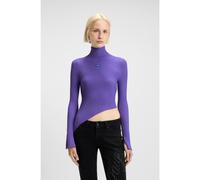 HUGO Logo-badge rib-knit sweater with asymmetric hem - Style Somyna_B, 50548163 Purple L