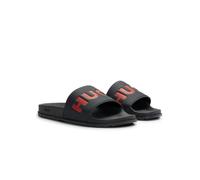 HUGO Logo Strap Sliders, Black/Red - UK - 8